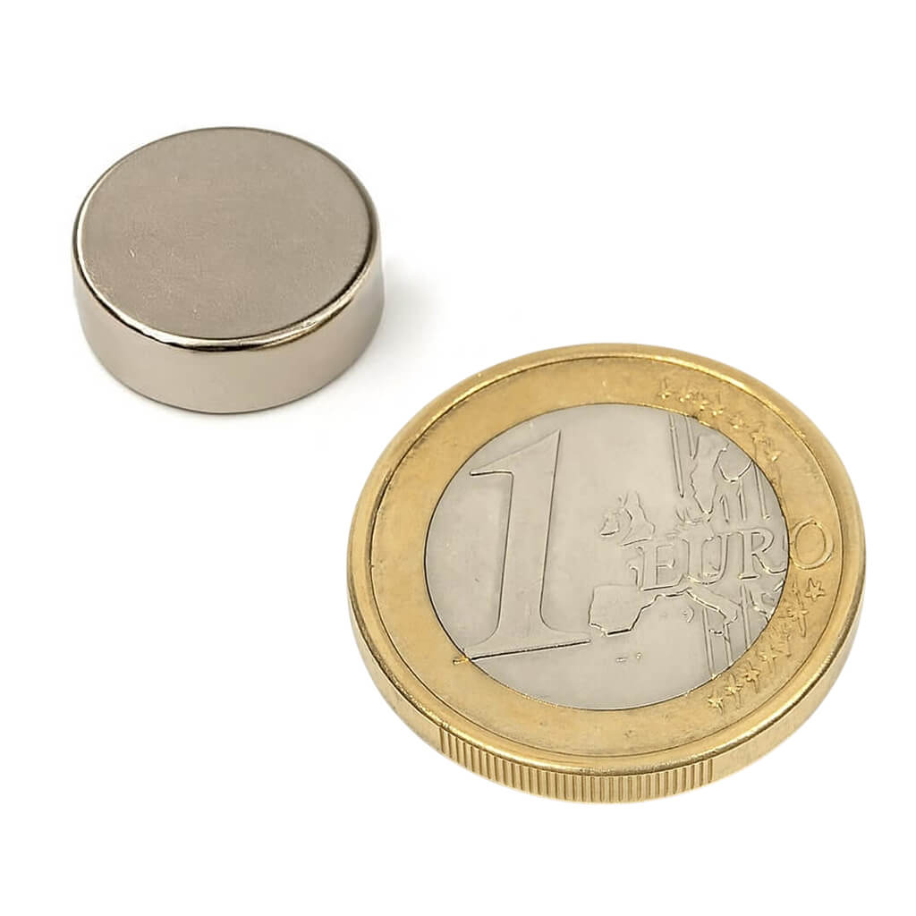 Aimant néodyme disque Ø15 x 5mm, puissance 4.5kg 89 Aimant néodyme disque Ø15 x 5mm, puissance 4.5kg