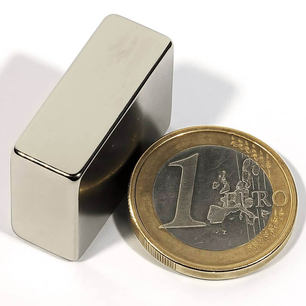 Aimant néodyme bloc 25x20x10mm, puissance 17kg