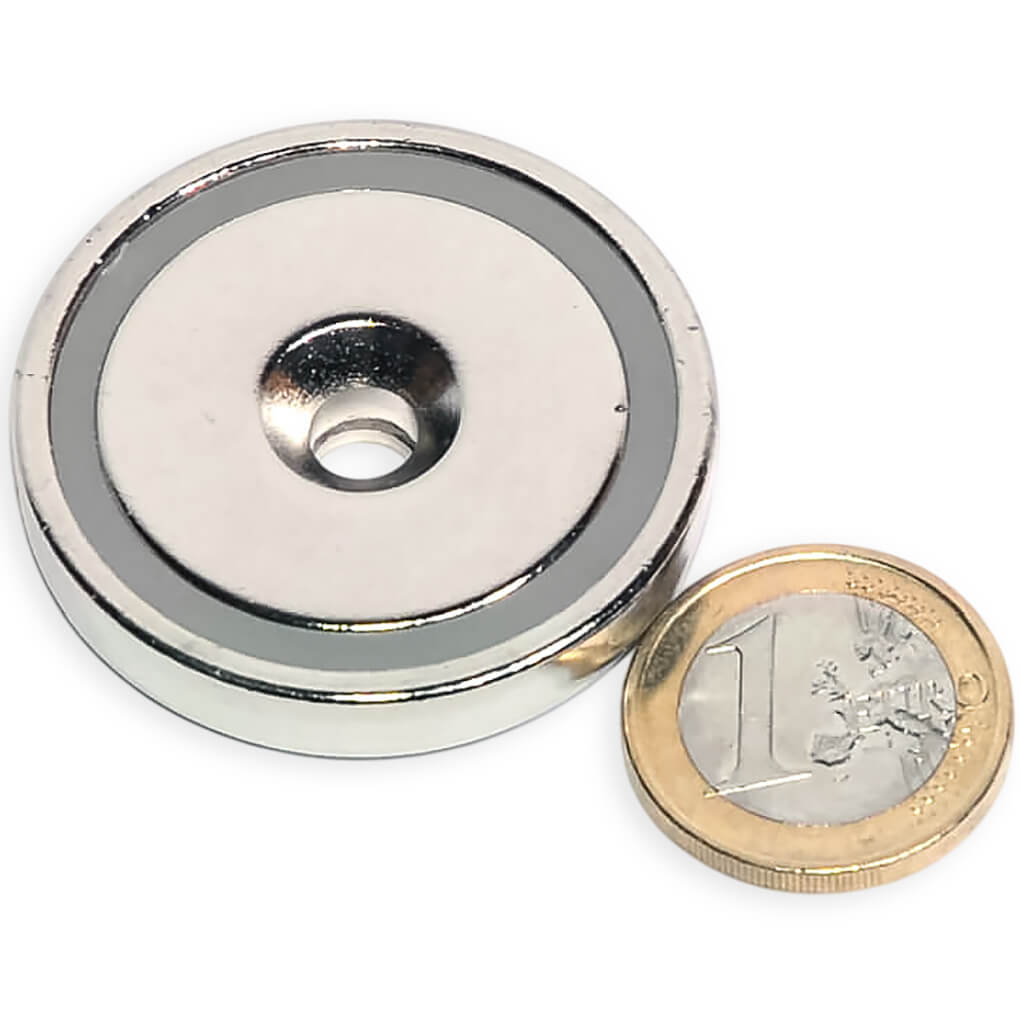 Aimant néodyme ⌀42mm avec trou de fixation, puissance 65kg 50 Aimant néodyme ⌀42mm avec trou de fixation, puissance 65kg