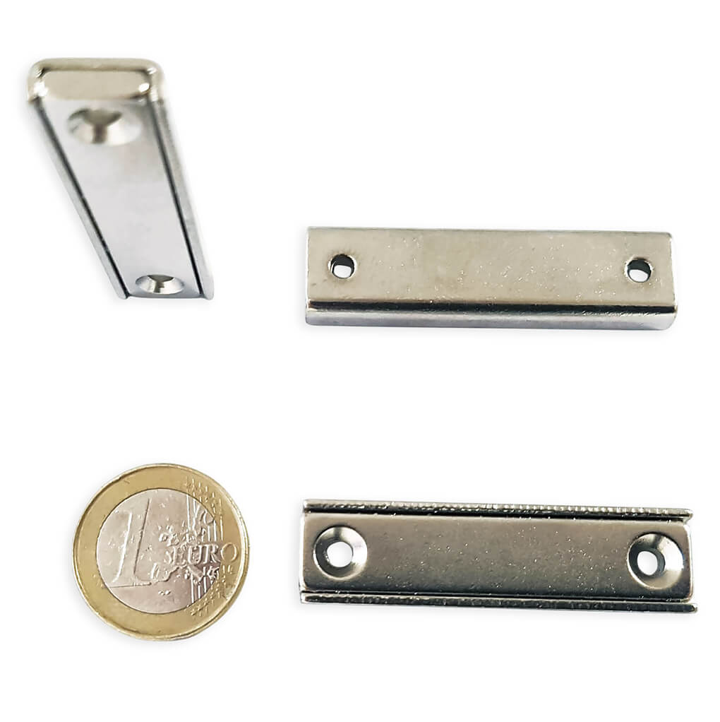 Aimant néodyme rectangulaire 50x13.5mm avec trou de fixation, puissance 27kg 55 Aimant néodyme rectangulaire 50x13.5mm avec trou de fixation, puissance 27kg