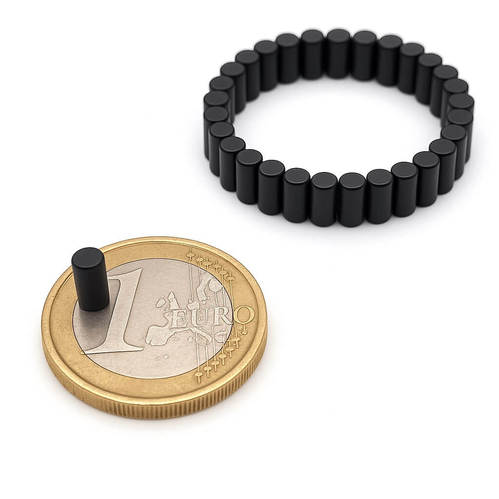 Aimant cylindrique Ø3x6mm époxy, magnétisation diamétrale 47 Aimant cylindrique Ø3x6mm époxy, magnétisation diamétrale – Image 2