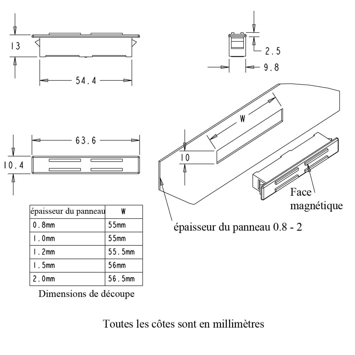 Loqueteau magnétique à encastrer H3040B, puissance 6 kg 48 Loqueteau magnétique à encastrer H3040B, puissance 6 kg – Image 3